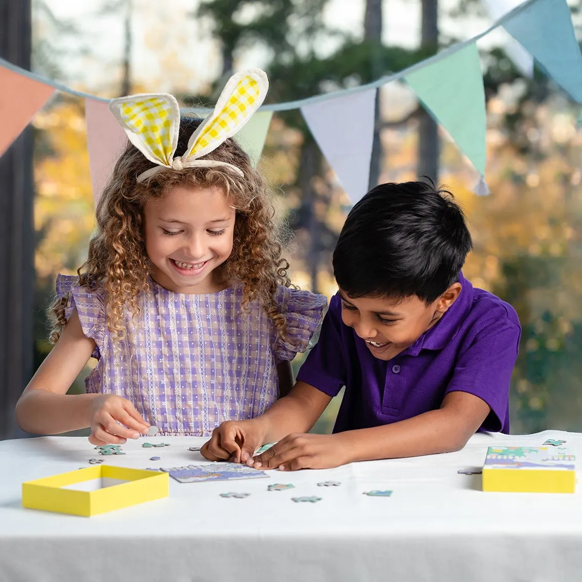 Yellow Gingham Bunny Ears Headband