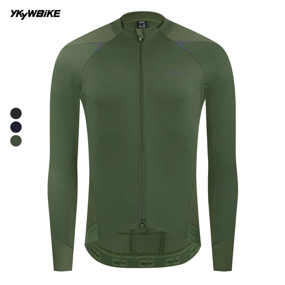 YKYW Men's Green Cycling Jacket Winter Windproof Waterproof Cycling Jersey Road Bike Top YKK Double Zipper Bicycle Jacket