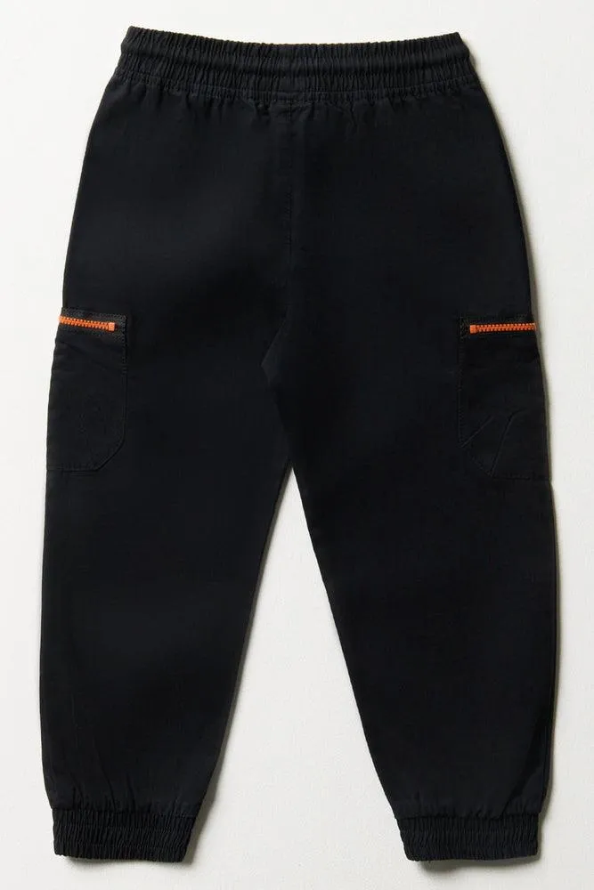 Zipper Jogger Pants Black