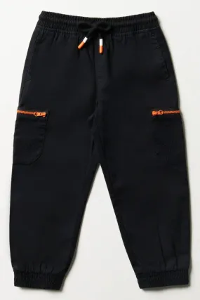 Zipper Jogger Pants Black